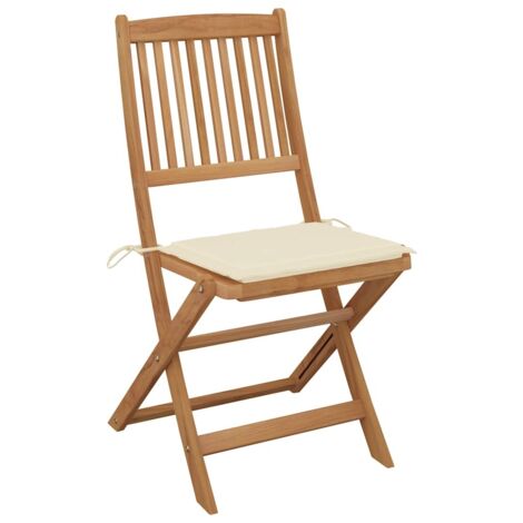 Lot de 2 Chaises de jardin et de camping pliables, Chaises de relaxation, avec coussins Bois d'acacia OIB9894E (1/5)