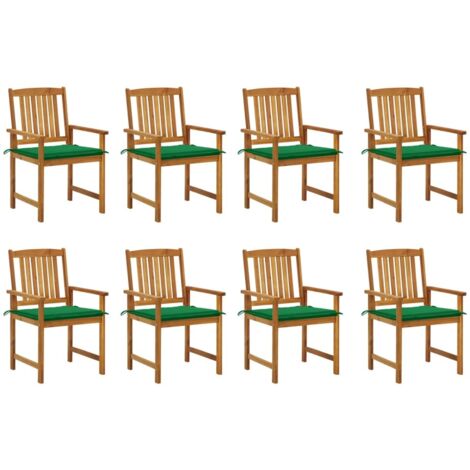 Lot de 8 Chaises de jardin et de camping avec coussins, Chaises de relaxation, Bois d'acacia solide OIB8712E (1/5)