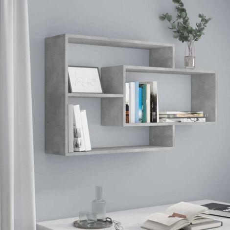 Étagères murales Armoire murale Meuble Étagère Gris béton 104x20x58,5 cm Aggloméré 76660 (1/5)