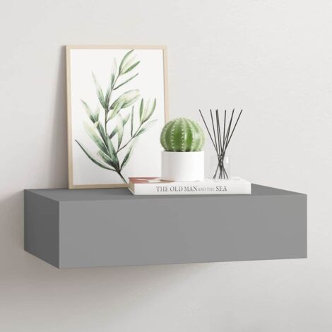 Étagère à tiroir murale Étagère murale Armoire murale Meuble Étagère Gris 40x23,5x10 cm MDF 26837 (1/5)