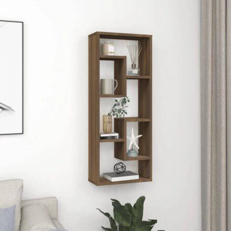 Étagère murale Armoire murale Meuble Étagère Chêne marron 36x16x90 cm Bois d'ingénierie 25684 (1/5)