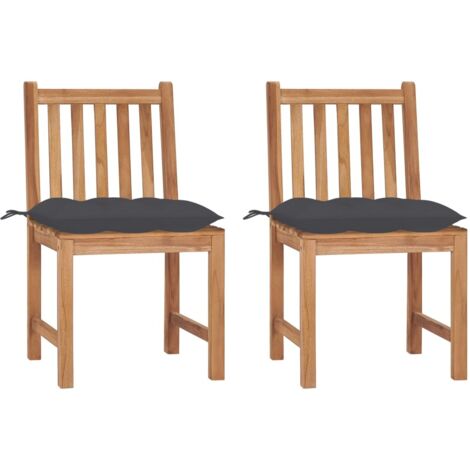 Lot de 2 Chaises de jardin Fauteuils de Jardin avec coussins Bois de teck massif 49947 (1/5)