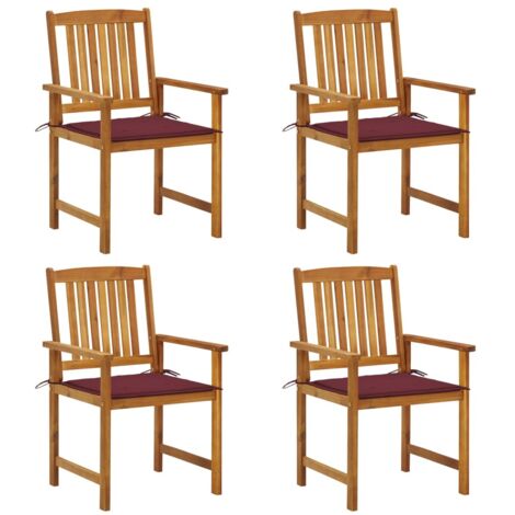 4 pcs Chaises de jardin avec coussins, Fauteuils Extérieur, Sièges confortable Bois d'acacia massif BGT57317 (1/5)