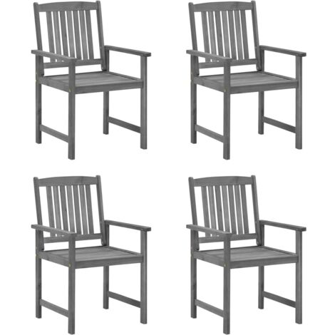 Lot de 4 Chaises de jardin et de camping avec coussins, Chaises de relaxation, Gris Bois d'acacia massif OIB9617E (1/5)