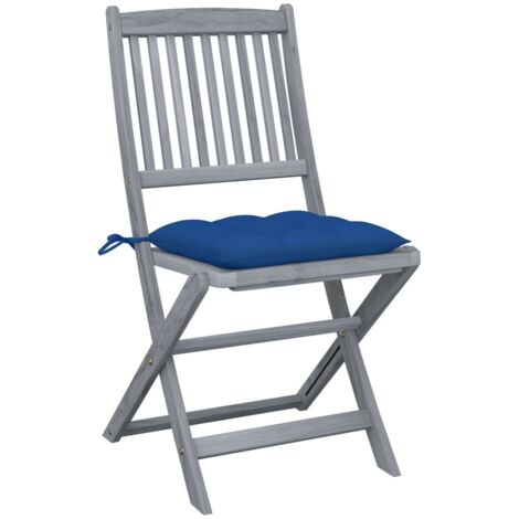 Lot de 4 Chaises de jardin pliables - Chaise d'extérieur pour terrasse/jardin avec coussins Bois d'acacia BV119377 - BonneVie (1/5)