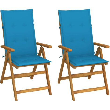 Lot de 2 Chaises de jardin inclinables - Chaises d'extérieur pour terrasse/jardin avec coussins Bois d'acacia BV503388 - BonneVie (1/5)