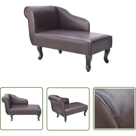 The Living Store Chaise longue Marron Similicuir - Chaise Longue - Fauteuil Relaxant - Mobilier Extérieur - Salon - Décoration Intérieure (1/5)