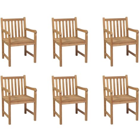 Lot de 6 Chaises de jardin Chaises d'extérieur  Fauteuil de Jardin Bois de teck solide 36405 (1/5)