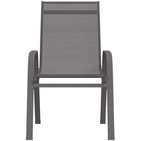 Lot de 4 Chaises de jardin et de camping empilables, Chaises de relaxation, Gris Tissu textilène OIB2874E (1/5)
