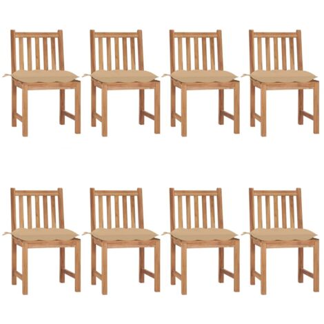 Lot de 8 Chaises de jardin - Chaises d'extérieur pour terrasse/jardin avec coussins Bois de teck massif BV513885 - BonneVie (1/5)