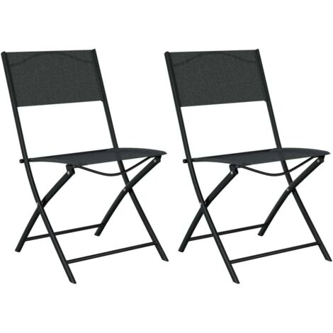 Lot de 2 Chaises de jardin pliables - Chaise d'extérieur pour terrasse/jardin Noir Acier et textilène BV173666 - BonneVie (1/5)