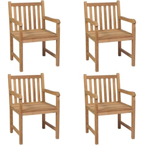 Lot de 4 Chaises de jardin et de camping, Chaises de relaxation, avec coussins noir Bois de teck solide OIB9963E (1/5)