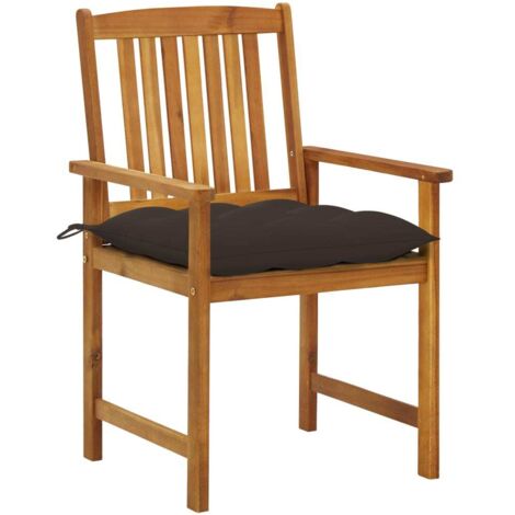 Lot de 4 Chaises de jardin et de camping avec coussins, Chaises de relaxation, Bois d'acacia massif OIB1788E (1/5)