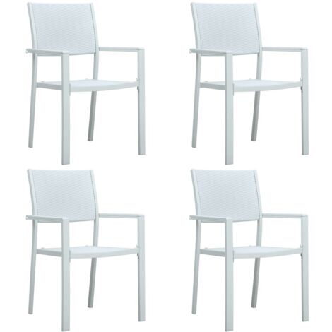 Lot de 4 Chaises de jardin et de camping, Chaises de relaxation, Blanc Plastique Aspect de rotin OIB9652E (1/5)