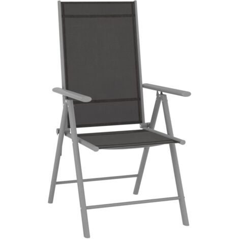 Lot de 2 Chaises de jardin et de camping pliables, Chaises de relaxation, Textilène Noir OIB4175E (1/5)