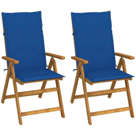 Lot de 2 Chaises de jardin inclinables - Chaises d'extérieur pour terrasse/jardin avec coussins Bois d'acacia BV261013 - BonneVie (1/5)