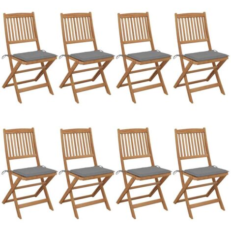 Lot de 8 Chaises de jardin pliables Fauteuils de Jardin avec coussins avec coussins Bois d'acacia 39215 (1/5)