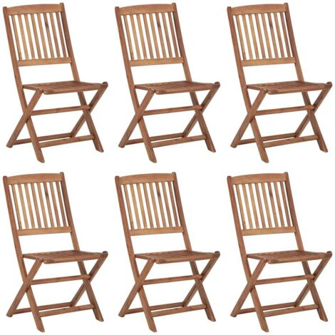 Lot de 6 Chaises de jardin et de camping pliables, Chaises de relaxation, avec coussins Bois d'acacia OIB3864E (1/5)