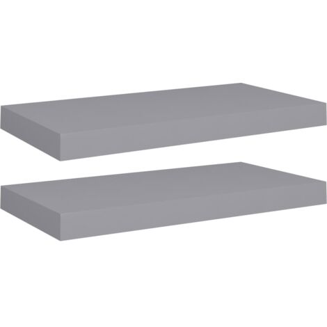 Lot de 2 Étagères murales flottantes Armoire murale Meuble Étagère Gris 50x23x3,8 cm MDF 19835 (1/5)