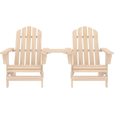 Chaises de jardin Adirondack avec table, Chaise de relaxation, Bois de sapin solide OIB8513E (1/5)
