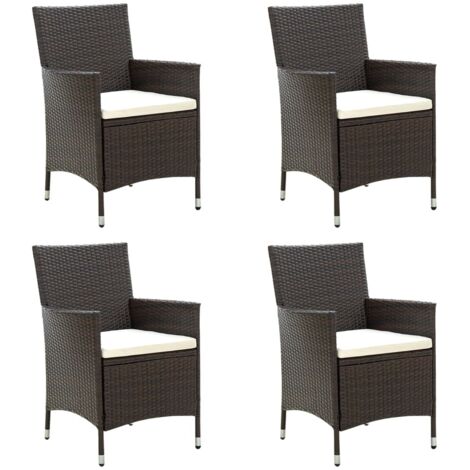 Lot de 4 Chaises de jardin avec coussins Fauteuils de Jardin Résine tressée Marron 43694 (1/5)