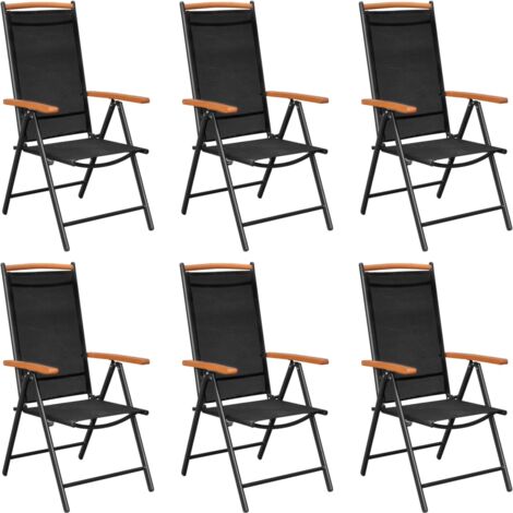 Lot de 6 Chaises de jardin et de camping pliables, Chaises de relaxation, Textilène Noir OIB2577E (1/5)