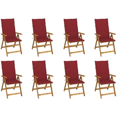 Lot de 8 Chaises de jardin pliables - Chaises d'extérieur pour terrasse/jardin avec coussins Bois d'acacia BV894192 - BonneVie (1/5)