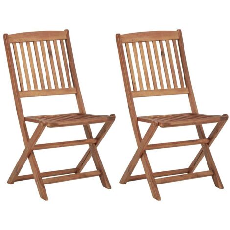 Lot de 2 Chaises de jardin pliables - Chaises d'extérieur pour terrasse/jardin avec coussins Bois d'acacia BV538611 - BonneVie (1/5)