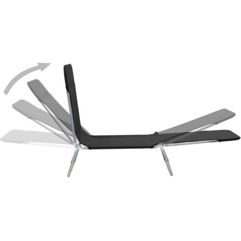 INLIFE Chaises longues pliables 2 pcs Acier et tissu Noir (1/5)