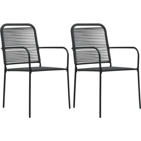 Lot de 2 Chaises de jardin et de camping, Chaises de relaxation, Corde en coton et acier Noir OIB2793E (1/5)