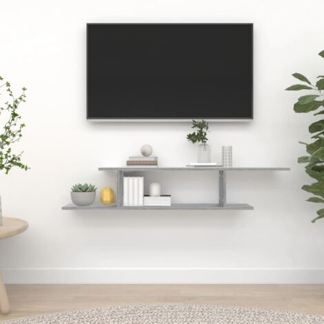 Étagère TV murale Armoire murale Meuble Étagère Sonoma gris 125x18x23 cm Bois d'ingénierie 27488 (1/5)
