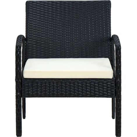 Chaise de jardin et de camping, Chaise de relaxation, avec coussin Résine tressée Noir OIB5412E (1/5)