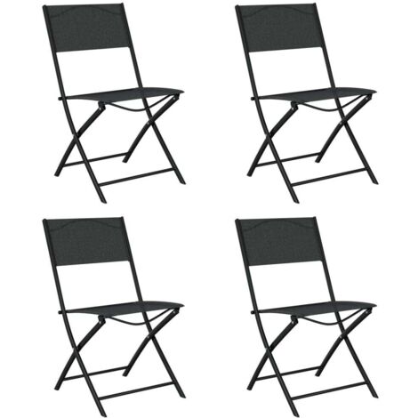 Lot de 4 Chaises de jardin pliables - Chaise d'extérieur pour terrasse/jardin Noir Acier et textilène BV170556 - BonneVie (1/5)