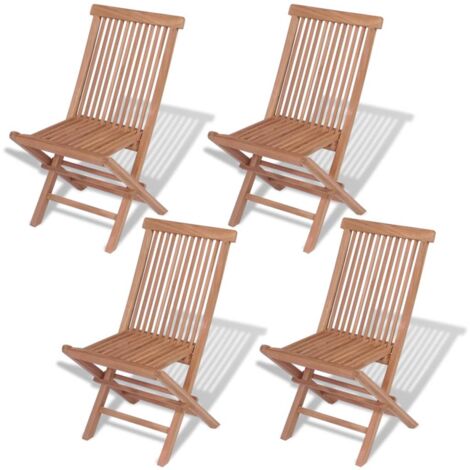 Lot de 4 Chaises de jardin pliables Fauteuils de Jardin avec coussins Bois de teck solide 31058 (1/5)