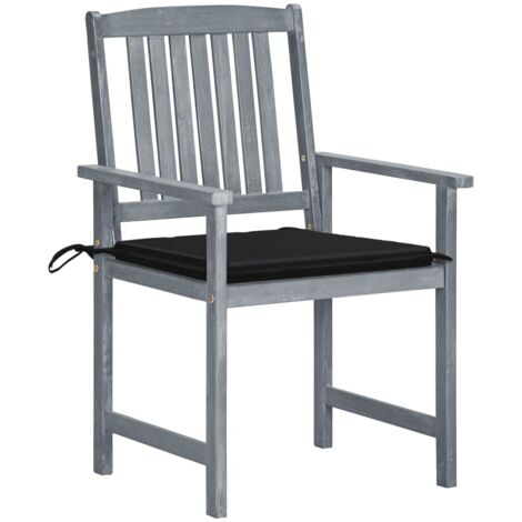 Lot de 8 Chaises de jardin et de camping avec coussins, Chaises de relaxation, Bois d'acacia solide Gris OIB6550E (1/5)