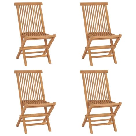 Lot de 4 Chaises de jardin pliables Fauteuils de Jardin Bois de teck massif 80109 (1/5)