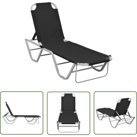Chaise longue  Bain de soleil Transat Aluminium et textilène Noir 11701 (1/5)