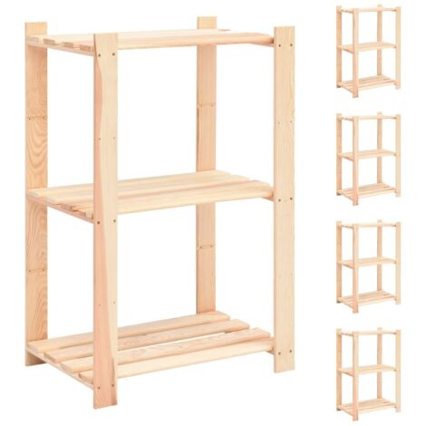 Lot de 5 Étagères de rangement à 3 niveaux Meuble Étagère Meuble de rangement 60x38x90 cm Pin 150 kg 64086 (1/5)