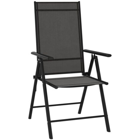 Lot de 6 Chaises de jardin et de camping pliables, Chaises de relaxation, Textilène Noir OIB3450E (1/5)