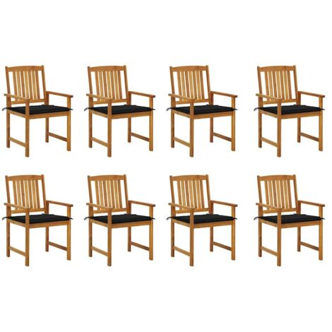 Lot de 8 Chaises de jardin avec coussins Fauteuils de Jardin Bois d'acacia solide 60699 (1/5)