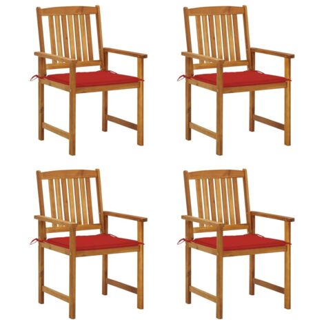 Lot de 4 Chaises de jardin avec coussins - Chaises d'extérieur pour terrasse/jardin Bois d'acacia massif BV653747 - BonneVie (1/5)