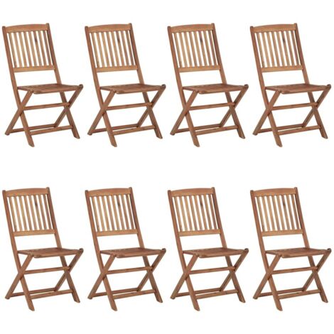 Lot de 8 Chaises de jardin et de camping pliables, Chaises de relaxation, avec coussins Bois d'acacia OIB7447E (1/5)
