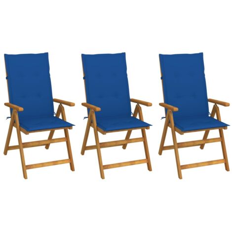 Lot de 3 Chaises de jardin et de camping pliables, Chaises de relaxation, avec coussins Bois d'acacia OIB7434E (1/5)