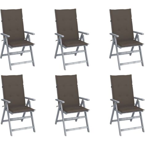 Lot de 6 Chaises de jardin inclinables Fauteuils de Jardin avec coussins Bois d'acacia 51376 (1/5)