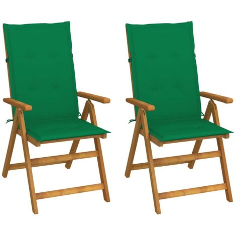 Lot de 2 Chaises de jardin inclinables - Chaises d'extérieur pour terrasse/jardin avec coussins Bois d'acacia BV760950 - BonneVie (1/5)