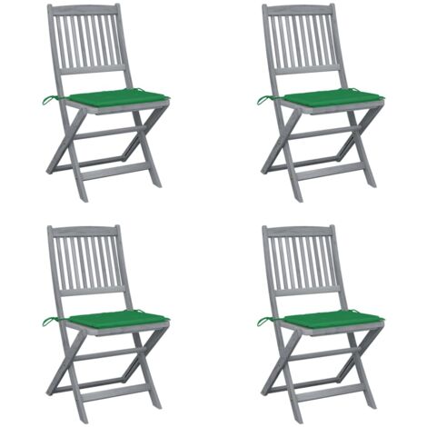 Lot de 4 Chaises de jardin pliables Chaises d'extérieur Fauteuil de Jardin avec coussins Bois d'acacia 87135 (1/5)