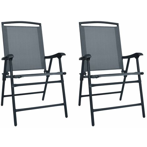 Lot de 2 Chaises de jardin et de camping pliables, Chaises de relaxation, Textilène Gris OIB2350E (1/5)