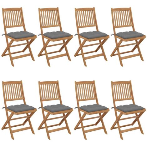 Lot de 8 Chaises de jardin pliables Fauteuils de Jardin avec coussins avec coussins Bois d'acacia 57285 (1/5)