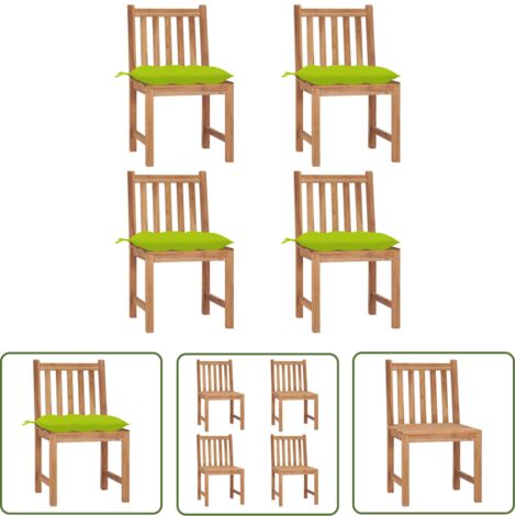 Lot de 4 Chaises de jardin et de camping, Chaises de relaxation, avec coussins Bois de teck massif OIB7575E (1/5)