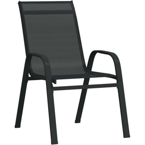 Lot de 4 Chaises de jardin et de camping empilables, Chaises de relaxation, Noir Tissu textilène OIB9318E (1/5)